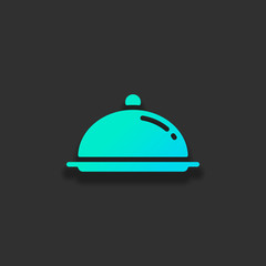 Restaurant cloche or tray. Restaurant icon. Colorful logo concep