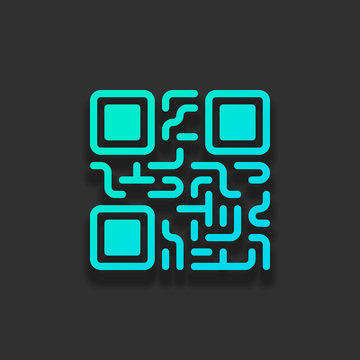 QR code. Technology icon. Colorful logo concept with soft shadow