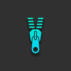 Zipper tool icon, Open state. Colorful logo concept with soft sh