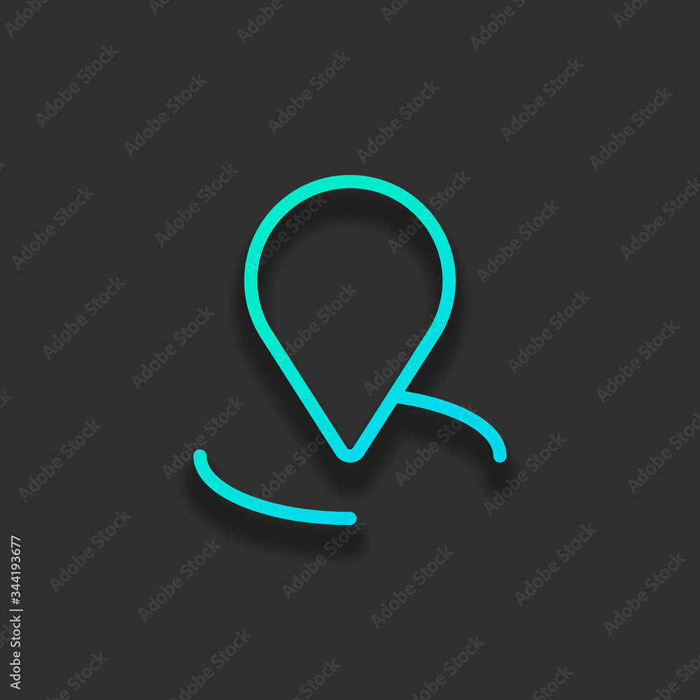 Poster label or pin map on circle target, outline linear icon. colorful logo concept with soft shadow on da
