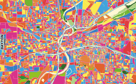 Dayton, Ohio, USA, Colorful Vector Map