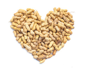 Heart shaped Inshell peanuts heap