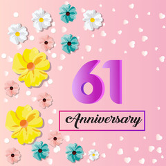 61 years anniversary celebration logo vector template design