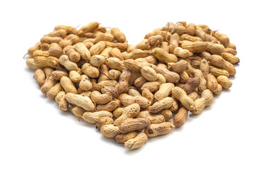 Heart shaped Inshell peanuts heap