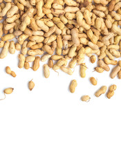White background with Inshell peanuts