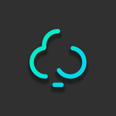 Clubs, playing card game, outline design. Colorful logo concept with soft shadow on dark background. Icon color of azure ocean