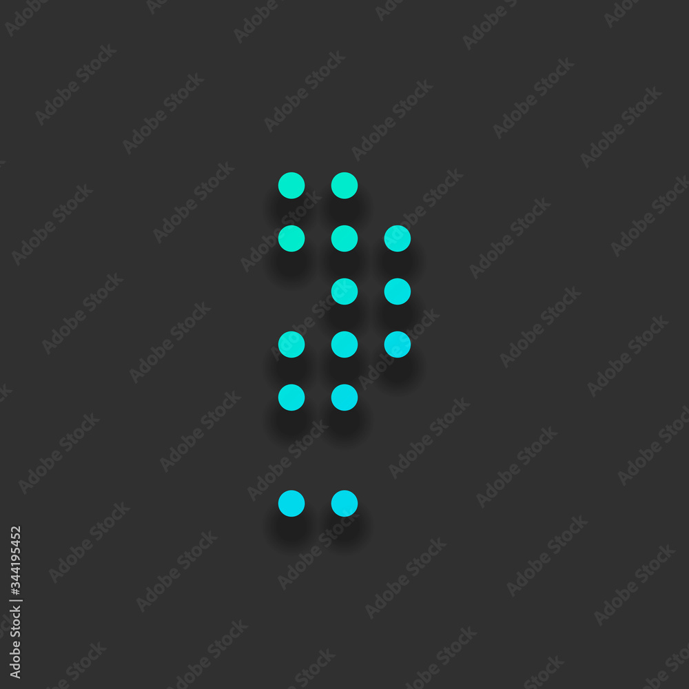 Aufkleber digital dotted question mark, faq symbol. colorful logo concept with soft shadow on dark background.