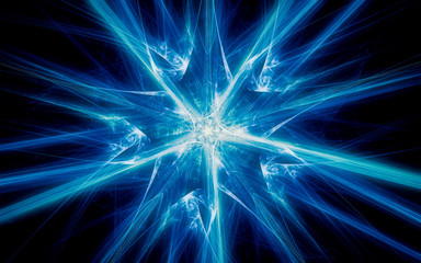 abstract illustration of a fantastic star with many rays on a black background