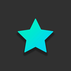 Obraz premium Simple star, rating symbol. Colorful logo concept with soft shadow on dark background. Icon color of azure ocean