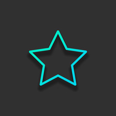 Simple star, rating symbol, outline design. Colorful logo concept with soft shadow on dark background. Icon color of azure ocean