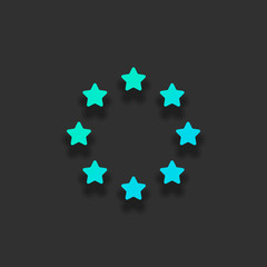 Stars circle, european union. Colorful logo concept with soft shadow on dark background. Icon color of azure ocean