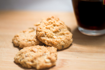 Cookies coffee cup and Wooden palette plate