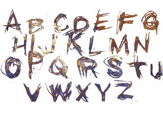 hand drawn alphabet set on white background