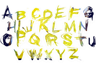 hand drawn alphabet set on white background