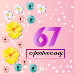 67 years anniversary celebration logo vector template design