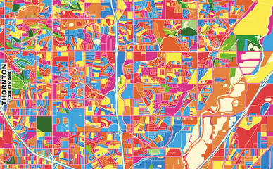 Thornton, Colorado, USA, colorful vector map