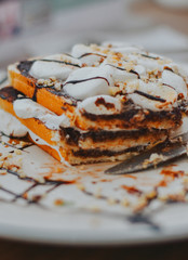 pancakes with chocolate and cream