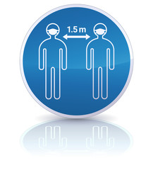 Panneau d'obligation de distanciation sociale de 1,5m et du port du masque (reflet)	