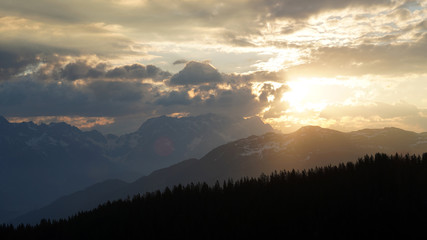 beautiful sunrise over the mountains 