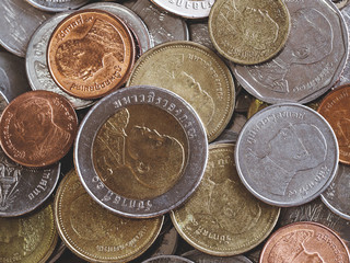 lots of thai coins money for background