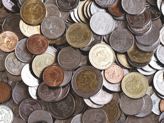 lots of thai coins money for background