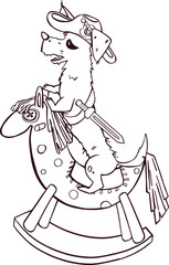 Horse racing. Derby. Horseback Riding. Dog and horse. vector.