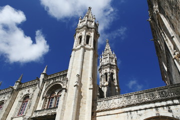 Fototapeta na wymiar The Jeronimos Monastery, famous Lisbon landmark in Belem in Manuelino, Portugal