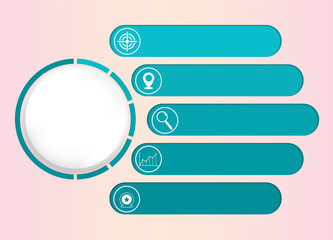 green infographic step from circle and spread to other objects