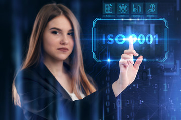 Business, Technology, Internet and network concept. Young businessman working on a virtual screen...