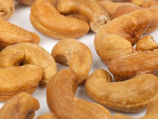 cashew nuts on white background