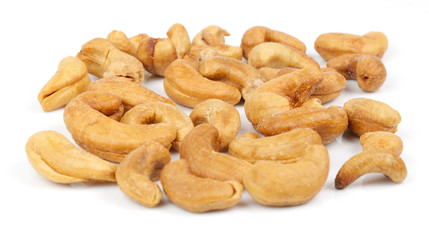 cashew nuts on white background