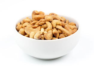 cashew nuts on white background