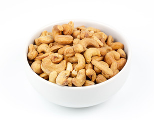 cashew nuts on white background