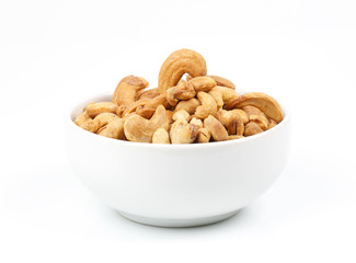 cashew nuts on white background