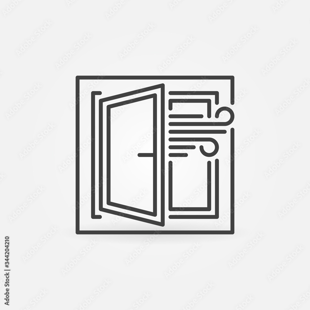 Poster opened window vector airing the room concept icon or symbol in thin line style