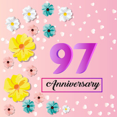 97 years anniversary celebration logo vector template design