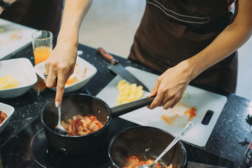 culinary master class on cooking bean and meat soup