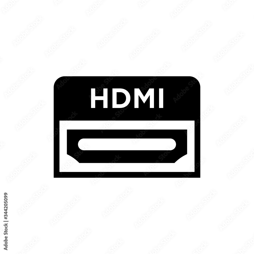 Poster hdmi vector icon in black flat shape design isolated on white background