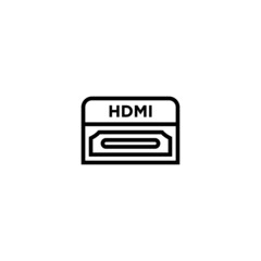 Hdmi vector icon in outline, linear style isolated on white background