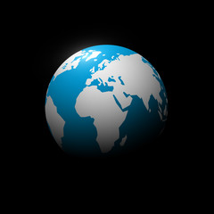 Earth Symbol on Black Background. Paper Cut Vector Globe - Planet in Universe Vector Illustration.