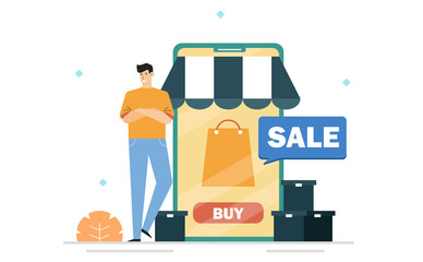 Online product purchase,Shopping via mobile phone,Product sale promotion,Banner background of landing page