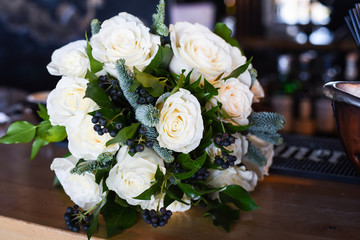natural roses flower bouquet close up