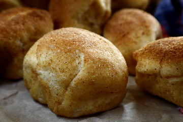 Freshly baked Filipino bread called Pan de sal or Bread of Salt
