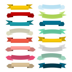 Colorful Vector Retro Empty Paper Banners - Ribbons Set Isolated on White Background