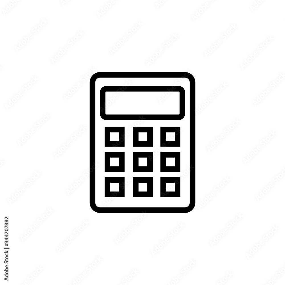 Poster calculator vector icon in outline, linear style isolated on white background