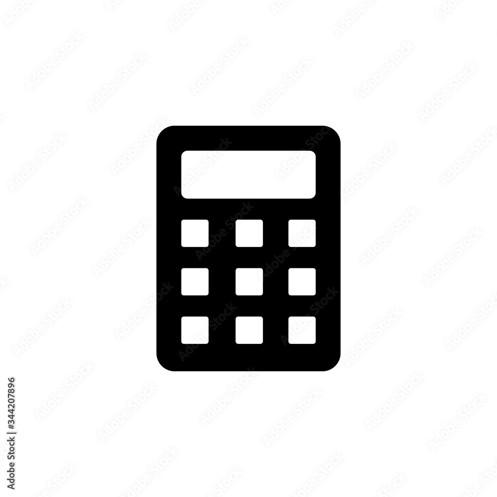 Poster calculator vector icon in black solid style isolated on white background