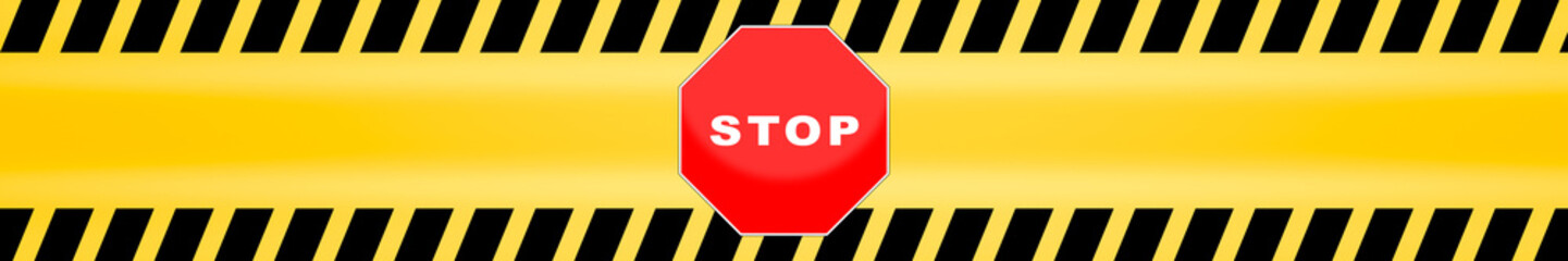 stop sign template with yellow caution police line background
