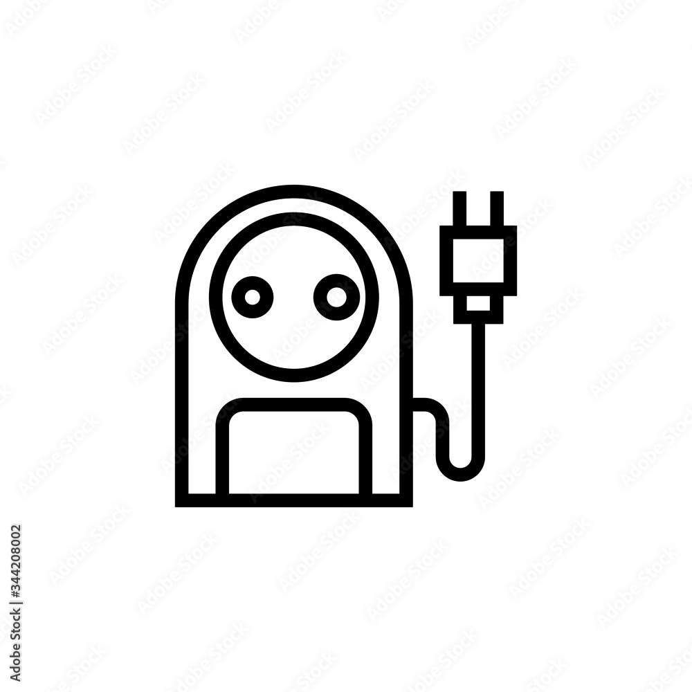 Poster electric pencil sharpener vector icon in outline, linear style isolated on white background