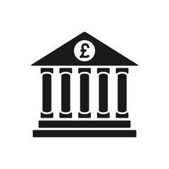 bank vector icon, bank symbol, pound sterling bank icon