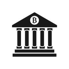 bank vector icon, bank symbol, bit coin bank icon